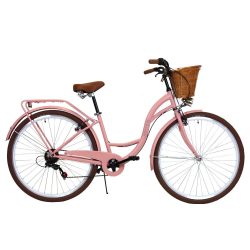   Dámsky mestský bicykel Jasmine B204-pink s košíkom 28" ružová