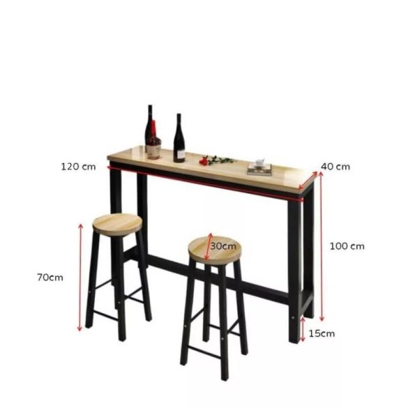 Barová súprava 3 diely 1 stôl s 2 barovými stoličkami čierna BD01-BLACK 