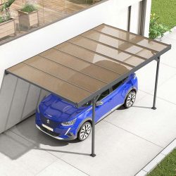   ForGarden CP-2L plochá strecha pergola krytý prístrešok pre jedno auto antracit 298 cm x 496 cm