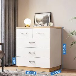   Komoda spálňa obývačka 5 zásuvkový nábytok 60x40x67 cm biela F5-Biela