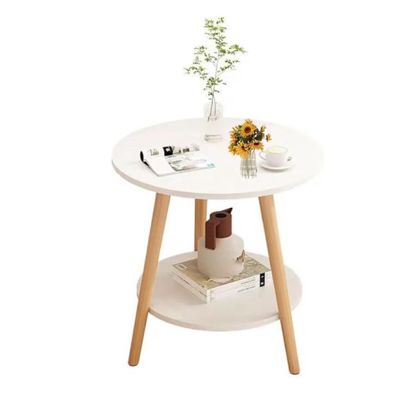 Konferenčný stolík s okrúhlou policou 50x49 cm biely FUR-1317-2