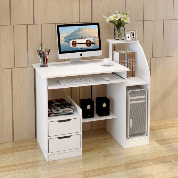 Písací stôl 100 x 40 x 70 cm s policou biela FUR-1603-White