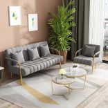 BeComfort zamatové kreslo sivý pozlátenými nohami 55x58x72cm FUR-1655-1