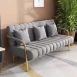 BeComfort zamatové kreslo pre 3 osoby sivý pozlátenými nohami 170x58x72cm FUR-1655-3