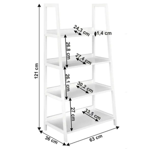 Kuchynská úložná polica 121x36x63 cm biela FUR-1704