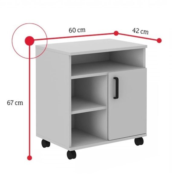 Kancelársky kontajner s kolieskami 67x42x60cm biely FUR-1707