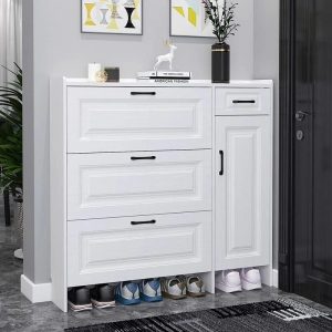 Skrinka na topánky 120x17x115cm biela FUR1671-1