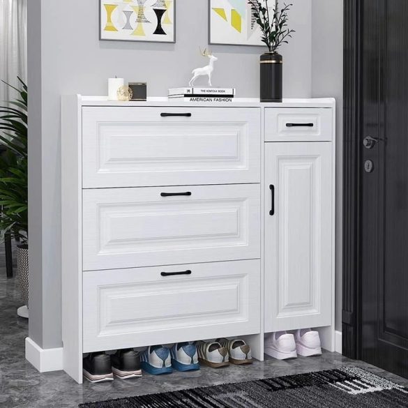 Skrinka na topánky 120x17x115cm biela FUR1671-1