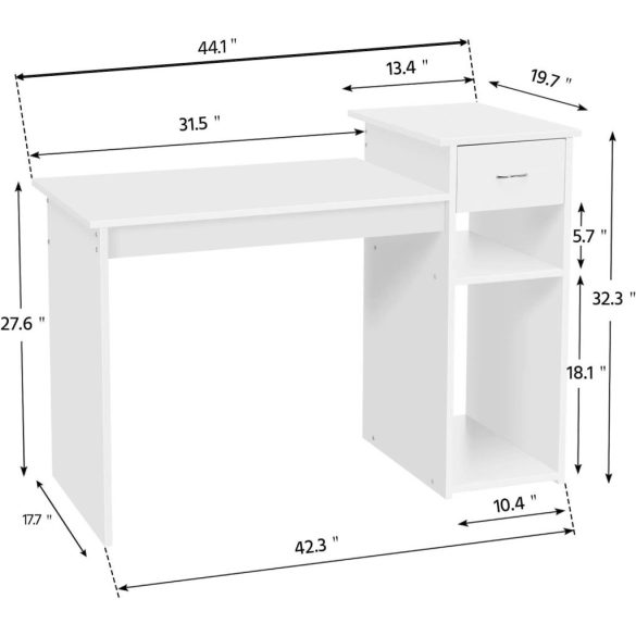 Písací stôl 100x50x80 cm biely FUR1941-1