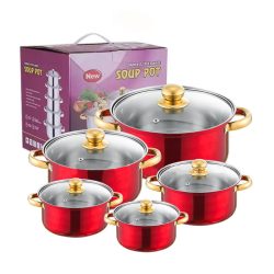 10-dielna sada nerezového riadu červená G18