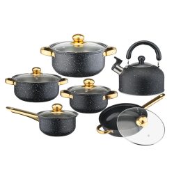   12-dielna sada nerezových hrncov s čajovou kanvicou čierna G31