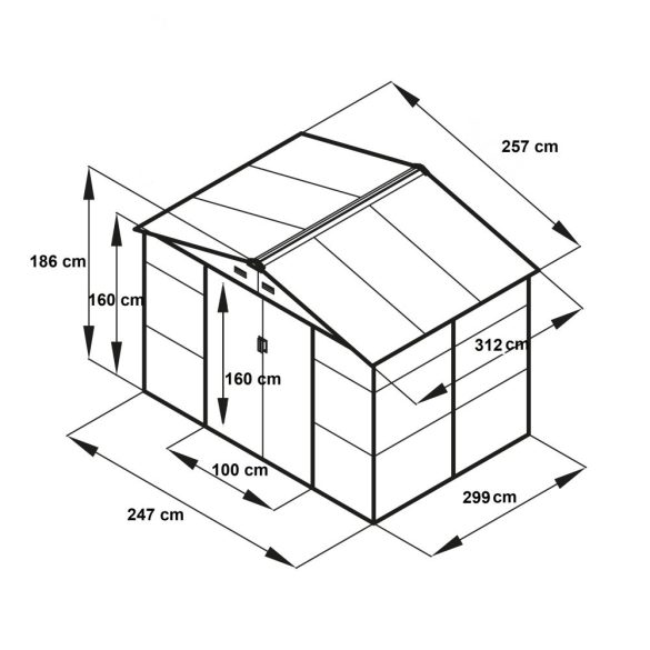 GH810 ForGarden Záhradný kovový domček  257 x 312 x 188 cm, 8 m²