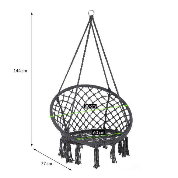 Závesné hojdacie kreslo 80 x 144 cm čierne HNG-BLACK