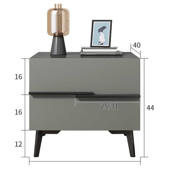 Nočný stolík s 2 zásuvkami 40x41x44 cm biely KD-WHITE