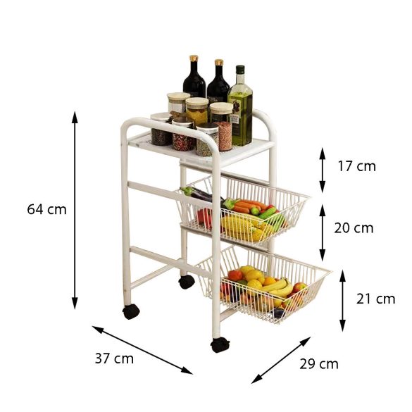 BeComfort KT002-W úložný vozík s kolesami 64 x 37 x 29 cm biela