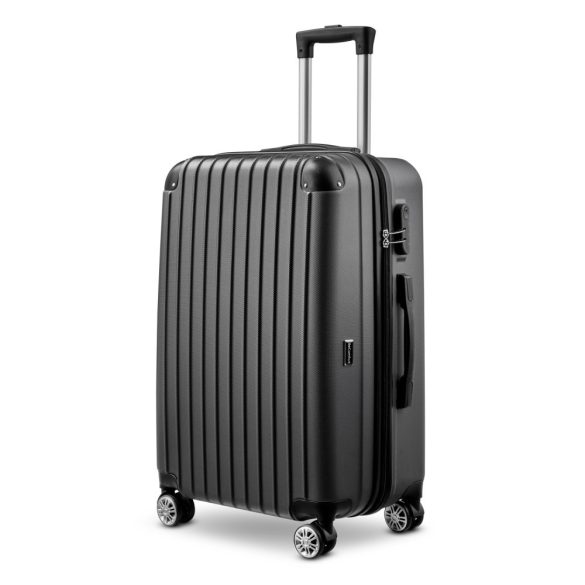 BeComfort L01-G 3-dielna ABS kožená batožinová sada na kolieskach, sivá (55cm+65cm+75cm)