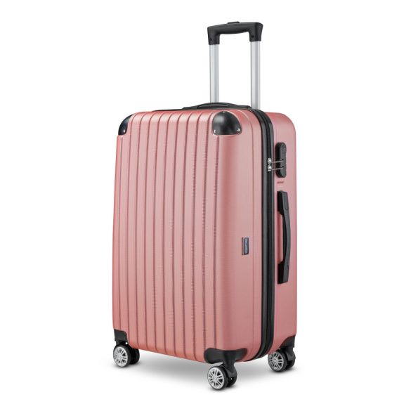 BeComfort L01-R 3-dielna ABS kožená batožinová sada na kolieskach, ružovozlatá (55cm+65cm+75cm)