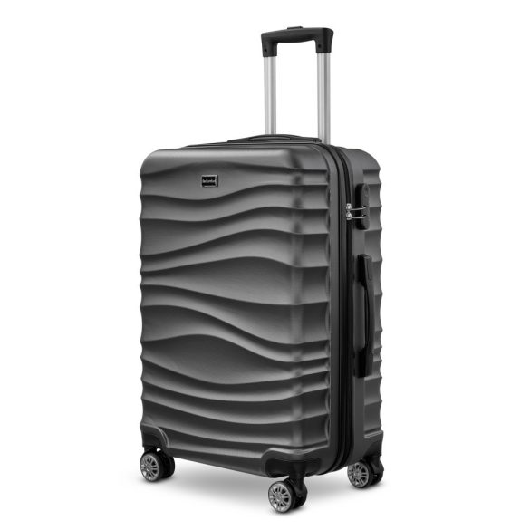 BeComfort L02-G 3-dielna ABS kožená batožinová sada na kolieskach, sivá (55cm+65cm+75cm)