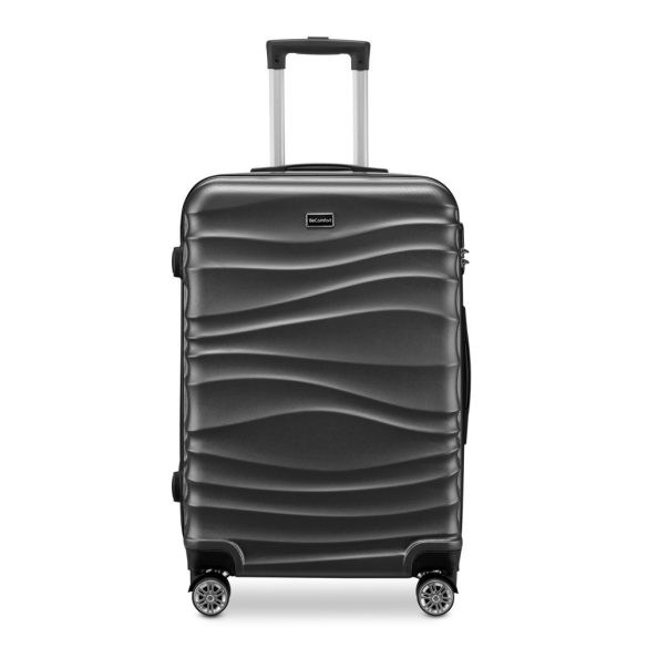BeComfort L02-G 3-dielna ABS kožená batožinová sada na kolieskach, sivá (55cm+65cm+75cm)