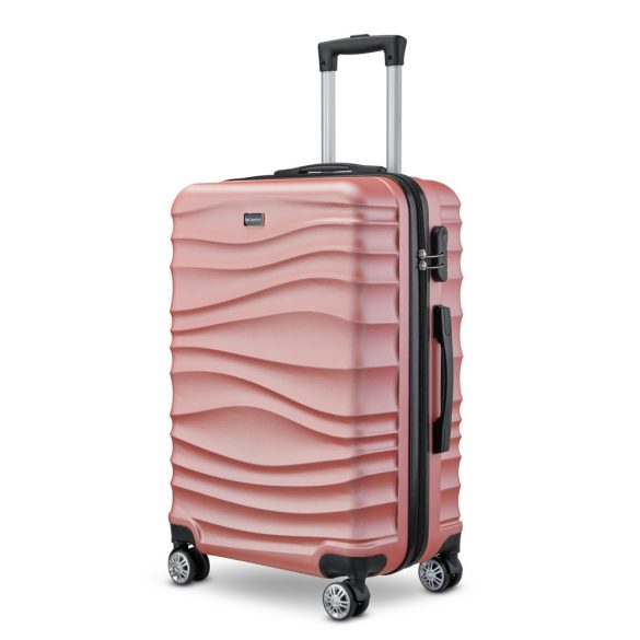 BeComfort L02-R-55, ABS kožená batožina na kolieskach, ružovozlatá 55 cm