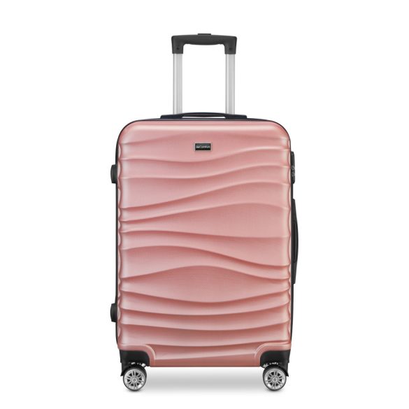 BeComfort L02-R 3-dielna ABS kožená batožinová sada na kolieskach, ružovozlatá (55cm+65cm+75cm)