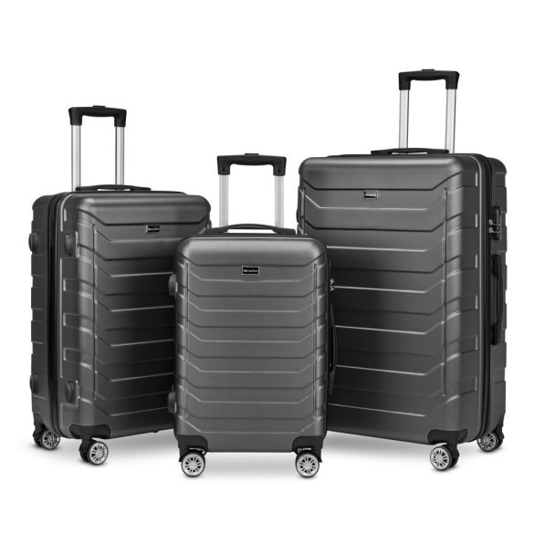 BeComfort L03-G Set 3ks ABS plastových kufrov na kolieskach sivé (55cm+65cm+75cm)