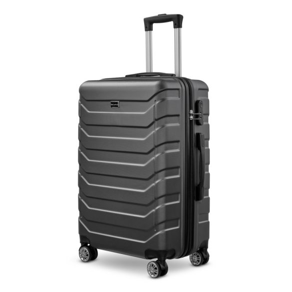 BeComfort L03-G 3-dielna ABS kožená batožinová sada na kolieskach, sivá (55cm+65cm+75cm)