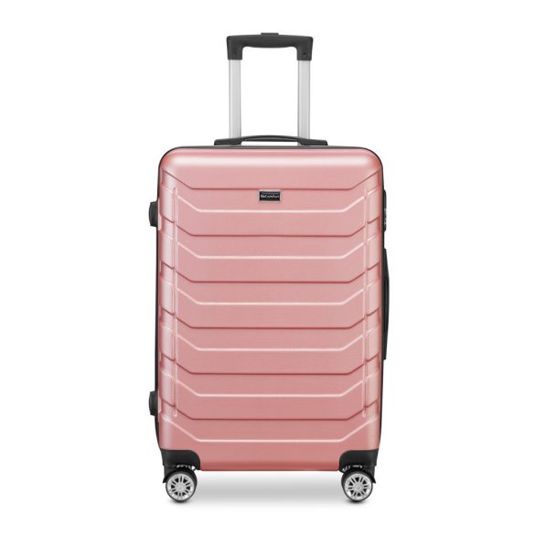 BeComfort L03-R 3-dielna ABS kožená batožinová sada na kolieskach, ružovozlatá (55cm+65cm+75cm)