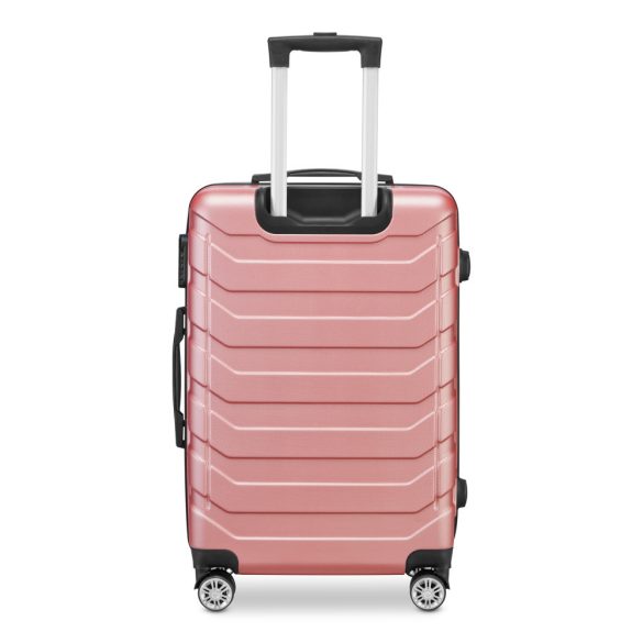 BeComfort L03-R 3-dielna ABS kožená batožinová sada na kolieskach, ružovozlatá (55cm+65cm+75cm)