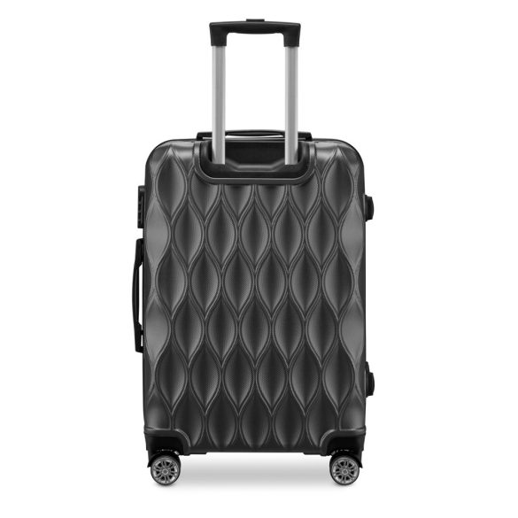 BeComfort L04-G 3-dielna ABS kožená batožinová sada na kolieskach, sivá (55cm+65cm+75cm)
