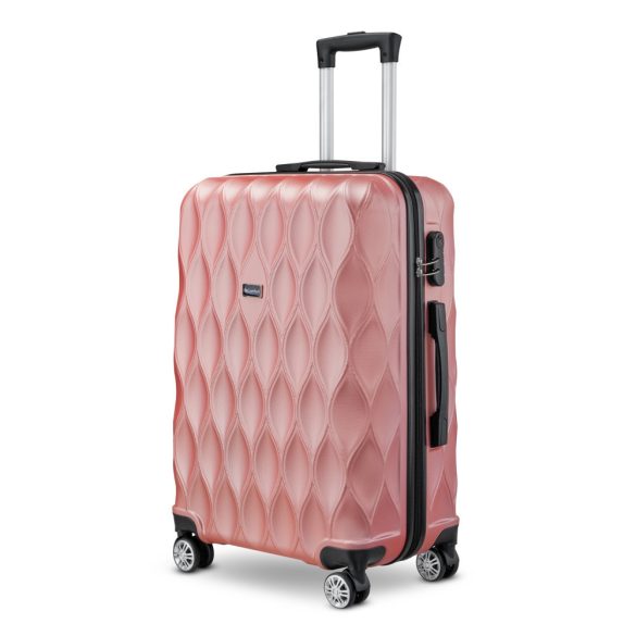 BeComfort L04-R-55, ABS kožená batožina na kolieskach, ružovozlatá 55 cm
