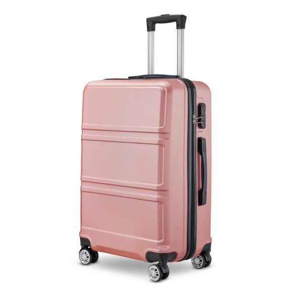 BeComfort L05-R 3-dielna ABS kožená batožinová sada na kolieskach, ružovozlatá (55cm+65cm+75cm)