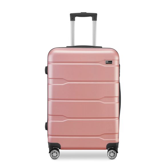 BeComfort L06-R 4-dielna ABS kožená batožinová sada na kolieskach, ružovozlatá (45cm+55cm+65cm+75cm)