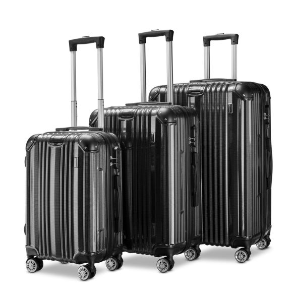 BeComfort L07-G 3-dielna ABS kožená batožinová sada na kolieskach, sivá (55cm+65cm+75cm)