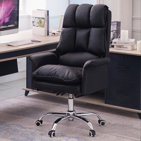 Kancelárska otočná stolička s pohodlnou hrubo polstrovanou opierkou nôh čierna OC15-L