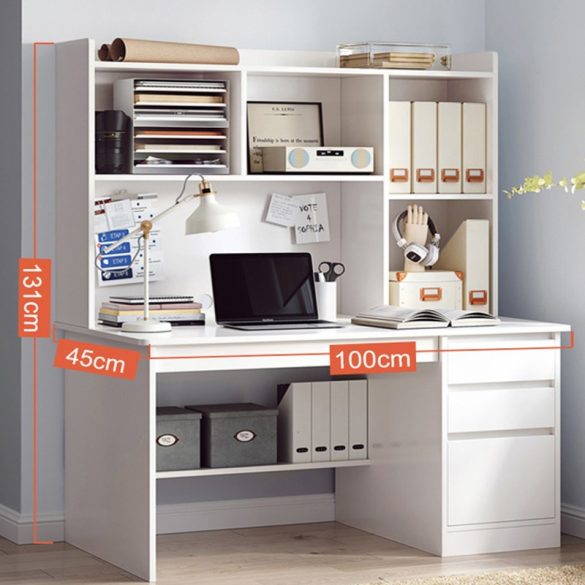 Policový stôl so zásuvkami a úložným priestorom 100x45cm biela OT-505-Biela