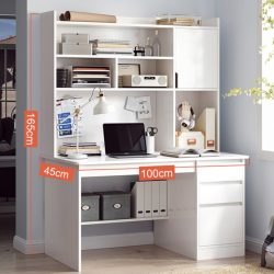   Policový stôl so zásuvkami a úložným priestorom 100x45cm biela OT-507-White