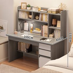   Policový stôl so zásuvkami a úložným priestorom 100x45x131cm sivý OT-508-1