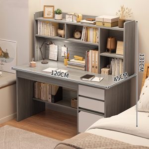 Policový stôl so zásuvkami a úložným priestorom 120x45x131cm sivý OT-508-2