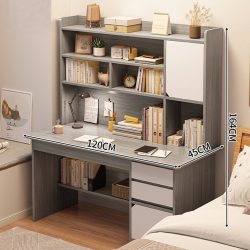   Policový stôl so zásuvkami a úložným priestorom 120x45x164cm sivý OT-509-2