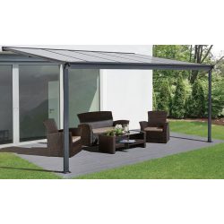   ForGarden P-312 plochá strecha pergola antracit s transparentnou strechou 303 cm x 312 cm