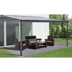   Polozastrešená pergola antracitová transparentná strecha 303 cm x 435 cm P-435