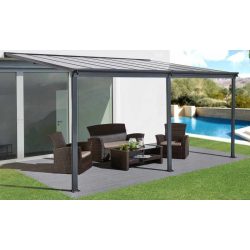   Polozastrešená pergola antracitová transparentná strecha 303 cm x 558 cm P-550-1 
