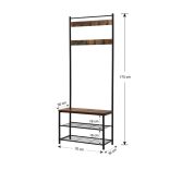 Lavička na topánky so sedákom a vešiakom rustikálna 70 x 31 x 175 cm BC STL-07